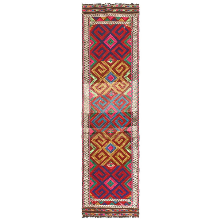Afghan Suzuni Rug 2' 4" x 8' 7" Flat-Weave