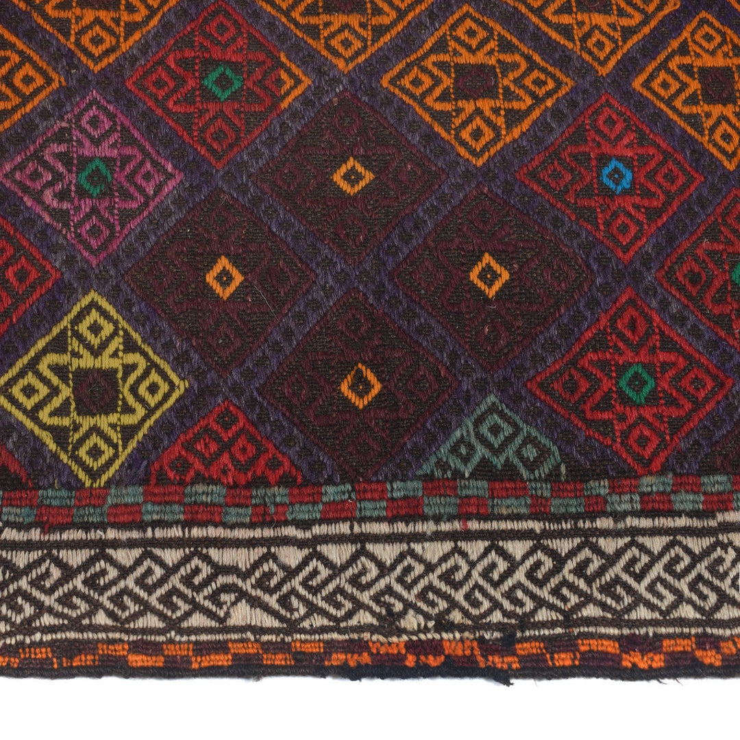 Afghan Suzuni Rug 2' 5" x 7' 10" Flat-Weave detail