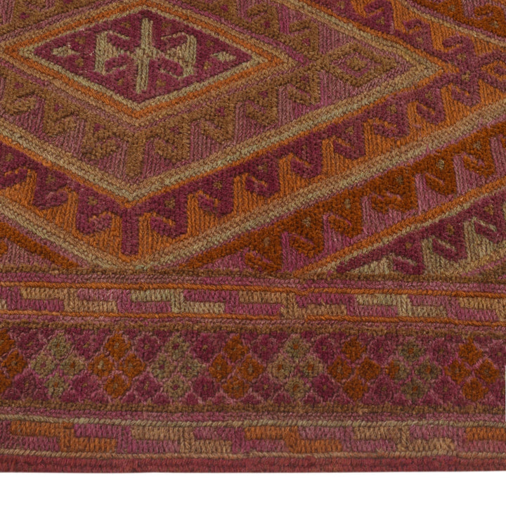 Brown Afghan Mashwani Rug 2' 6" x 11' 9" Hand-Knotted detail