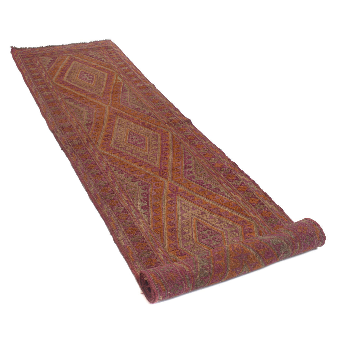 Brown Afghan Mashwani Rug 2' 6" x 11' 9" Hand-Knotted close-up