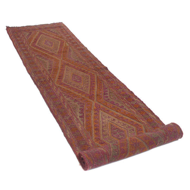 Brown Afghan Mashwani Rug 2' 6" x 11' 9" Hand-Knotted close-up