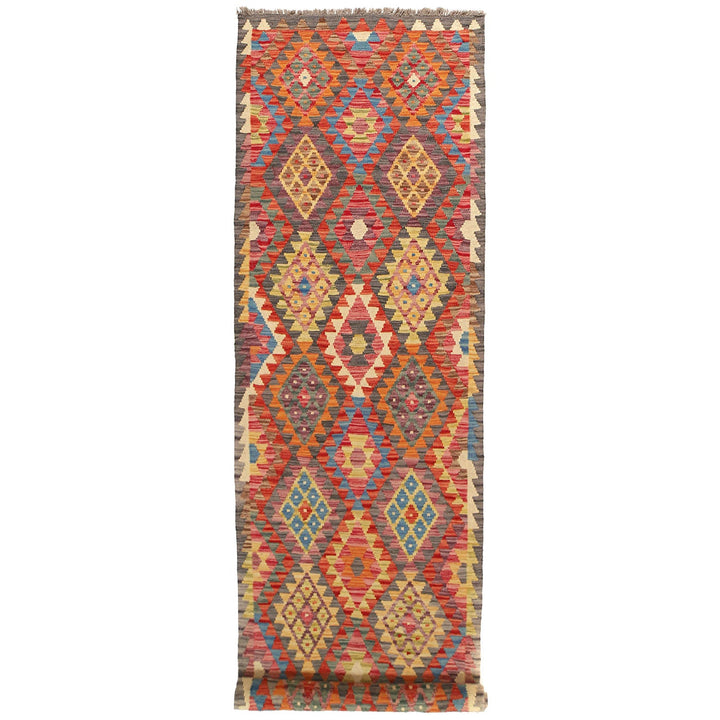 Hand Knotted Afghan Style Kilim Runner 2' 9" x 9' 7" - No. AL57251