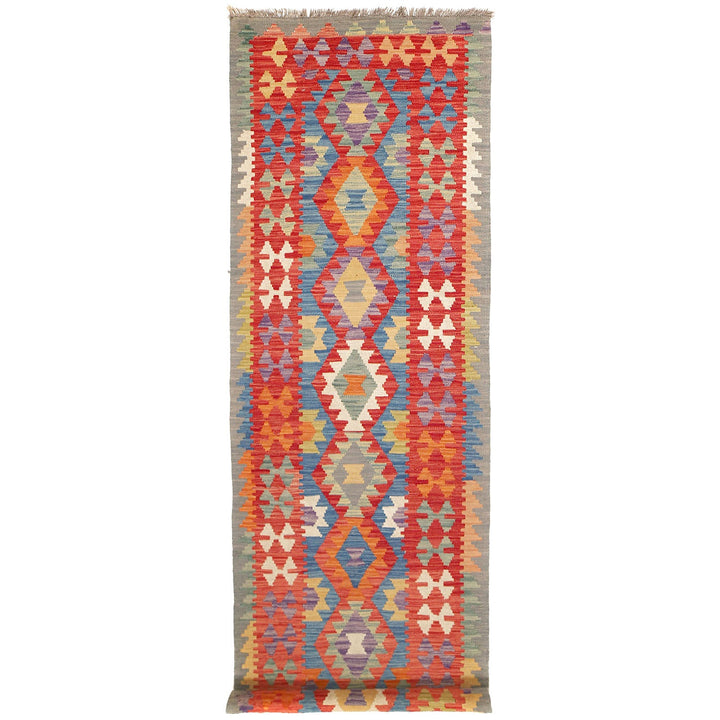 Hand Knotted Afghan Style Kilim Runner 2' 9" x 9' 6" - No. AL26435