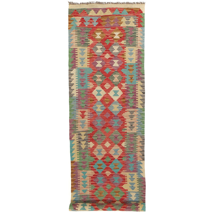 Hand Knotted Afghan Style Kilim Runner 2' 8" x 9' 9" - No. AL71278
