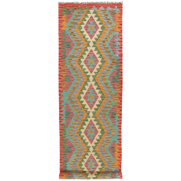 Hand Knotted Afghan Style Kilim Runner 2' 9" x 9' 9" - No. AL82712