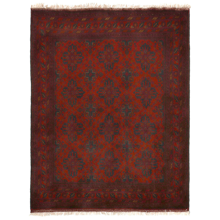 Red Color Afghan Area Rug 5' 0" x 6' 4" - No. AL22966