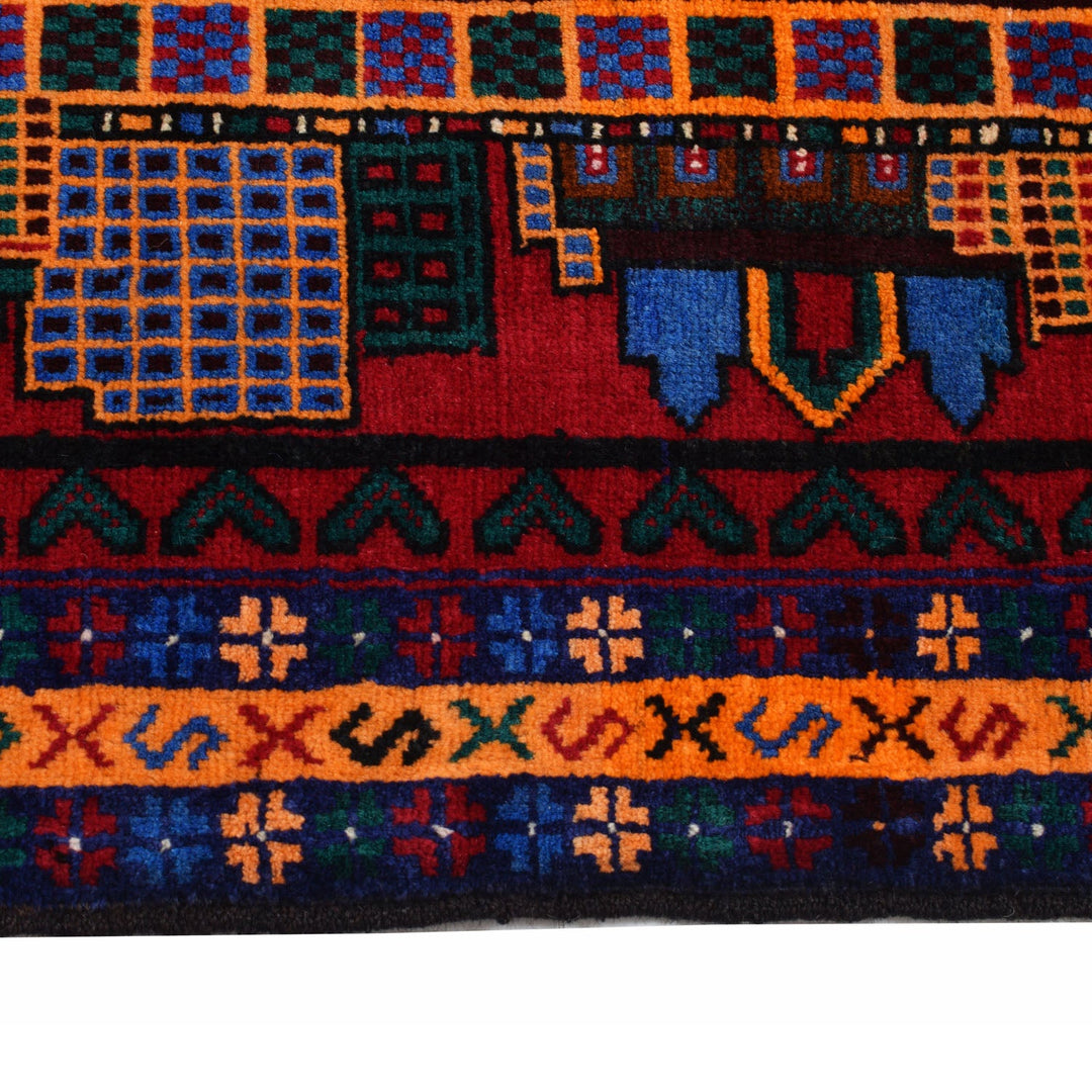 Afghan Pictorial Rug 2' 11" x 4' 6" Hand-Knotted | No. AL56390
