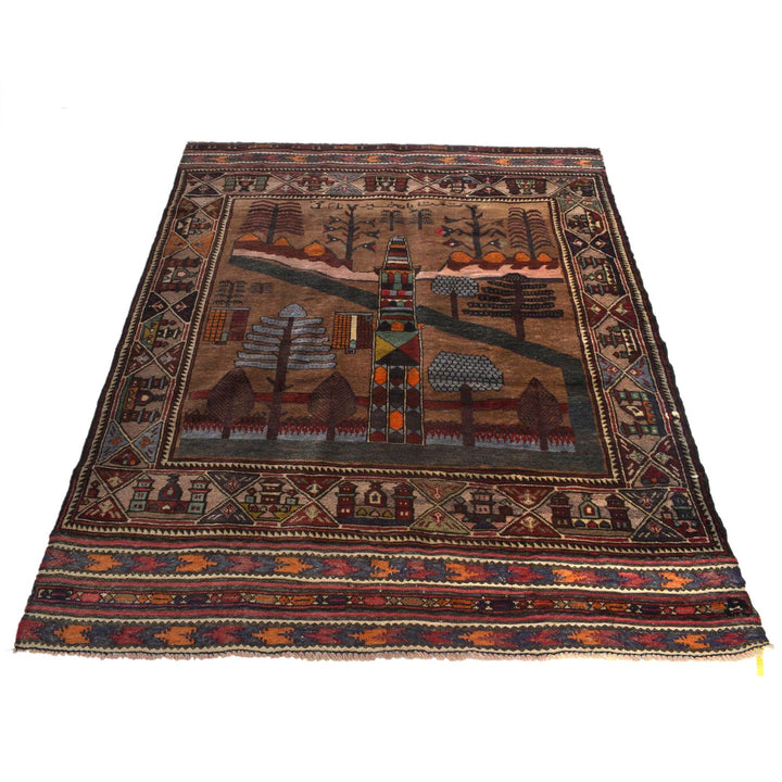 Handmade Picture Area Rug 4' 5" x 6' 6" - No. AL32587