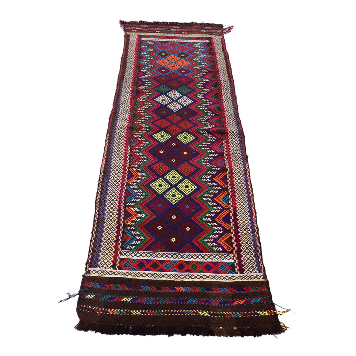 Afghan Suzuni Rug 2' 0" x 7' 6" Flat-Weave detail