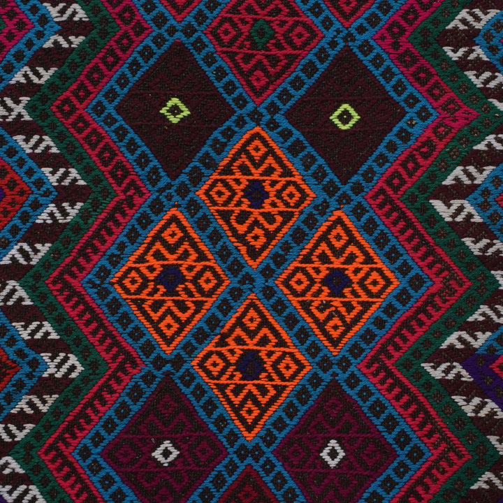 Afghan Suzuni Rug 2' 0" x 7' 6" Flat-Weave close-up