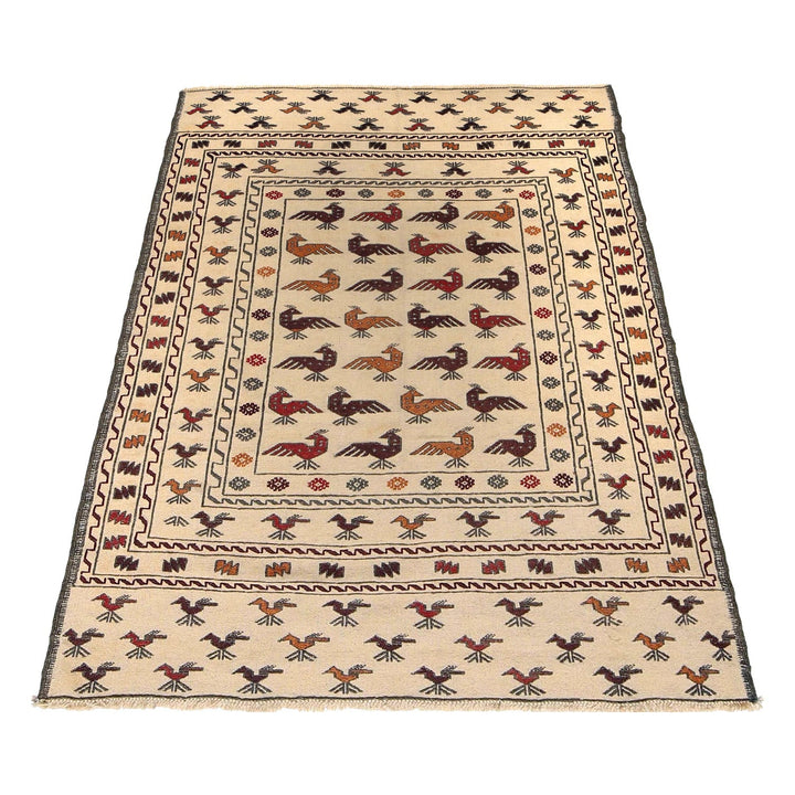 Handmade Soumak Kelim 4' 1" x 6' 5" - No. AL83468