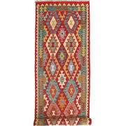 Hand Woven Wool Kelim Runner 3' 1" x 9' 8" - No. AL57340