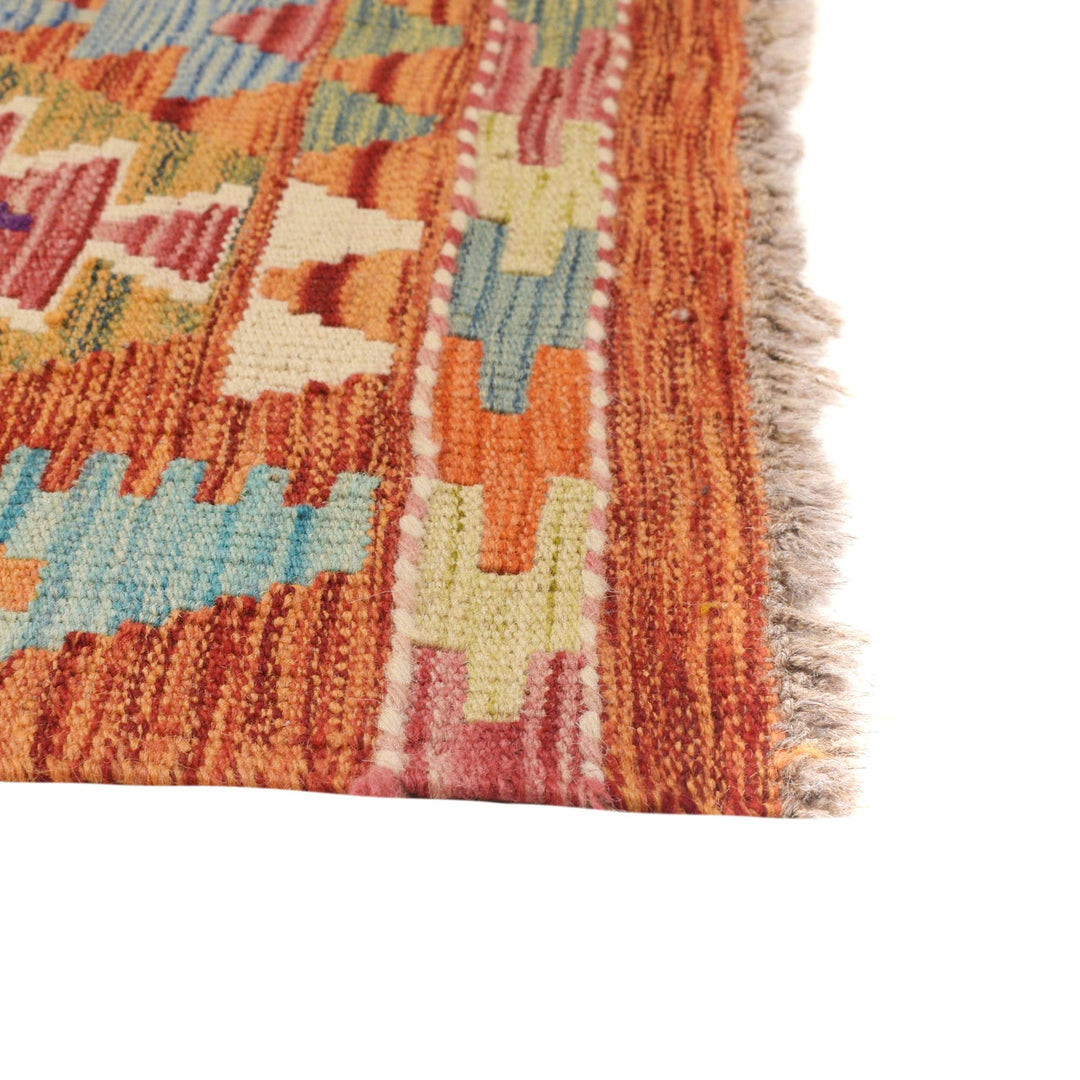 Hand Woven Wool Kelim Runner 2' 7" x 9' 5" - No. AL48105