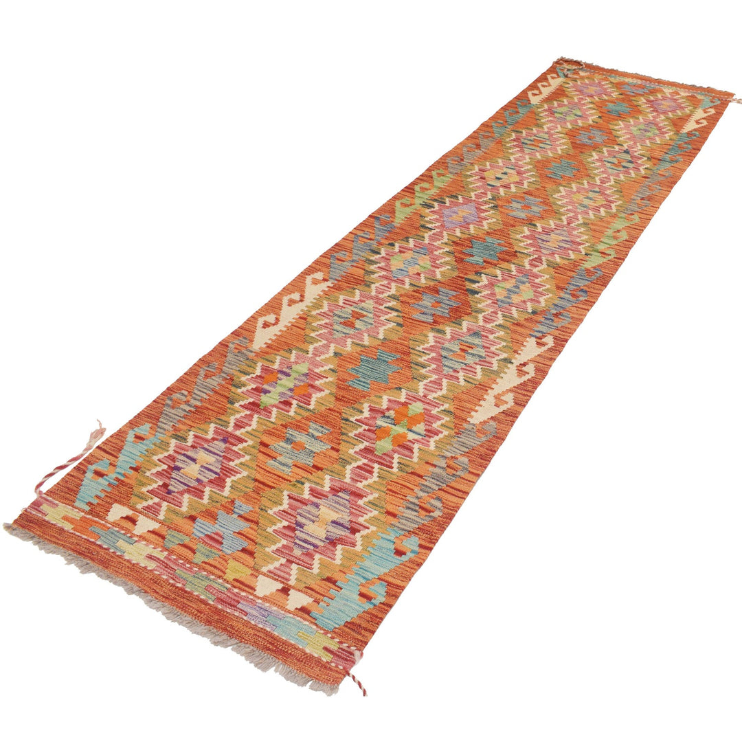 Hand Woven Wool Kelim Runner 2' 7" x 9' 5" - No. AL48105