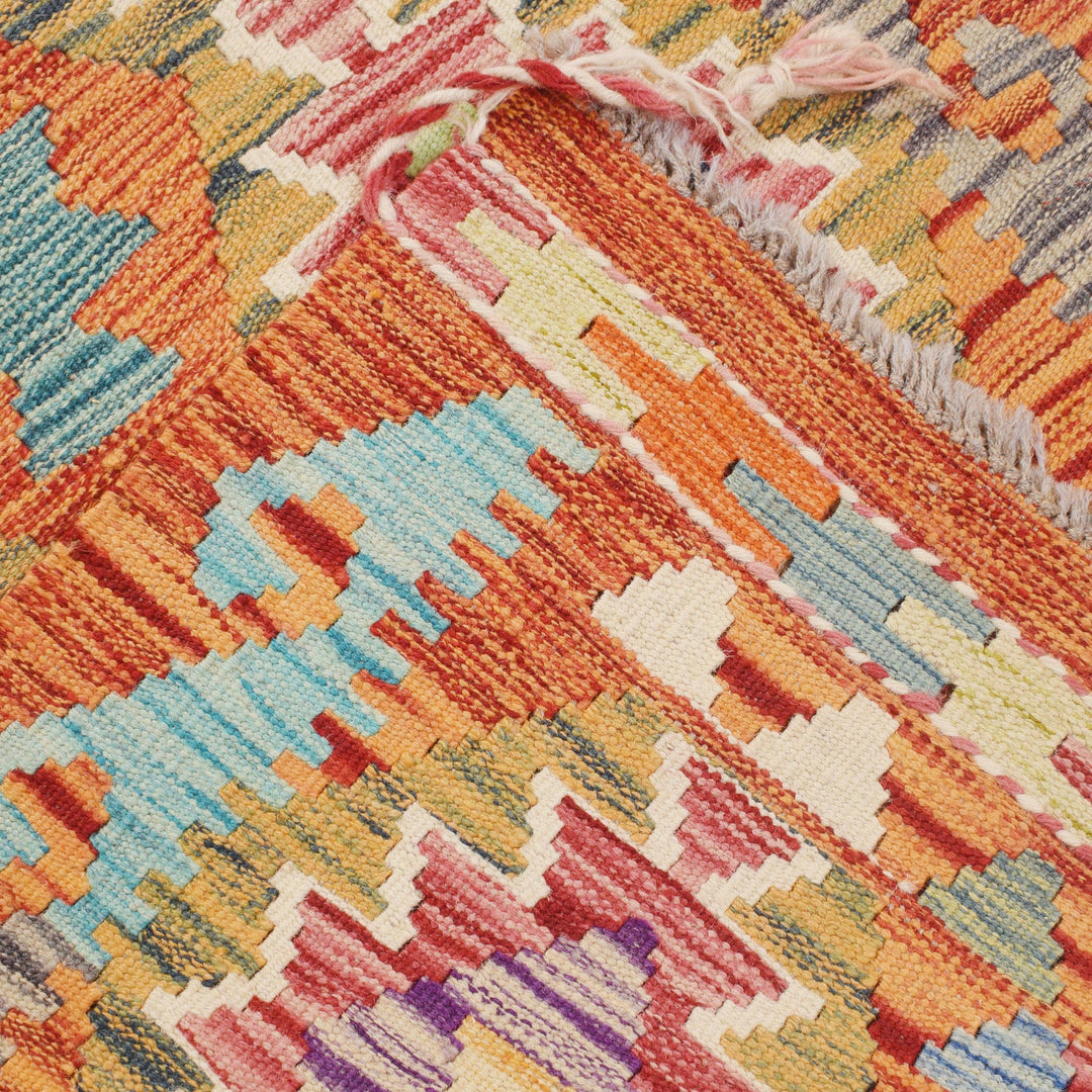 Hand Woven Wool Kelim Runner 2' 7" x 9' 5" - No. AL48105