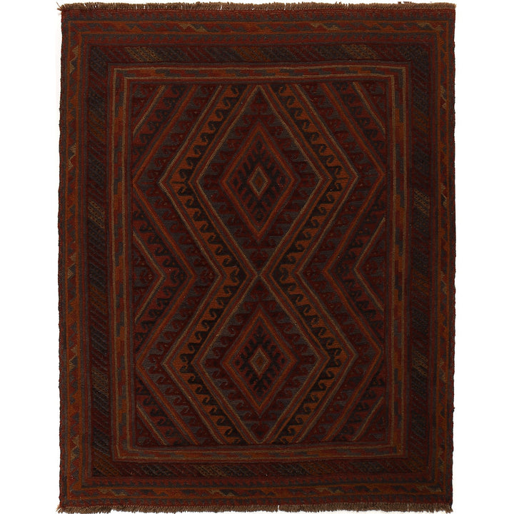 Deep Red Mashwani Area Rug 4' 10" x 5' 10" - No. AL54226