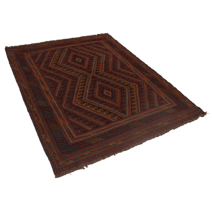 Deep Red Mashwani Area Rug 4' 10" x 5' 10" - No. AL54226