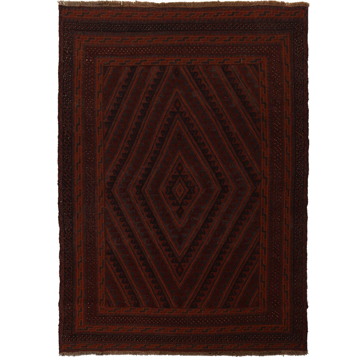Deep Red Mashwani Area Rug 4' 6" x 6' 4" - No. AL83297