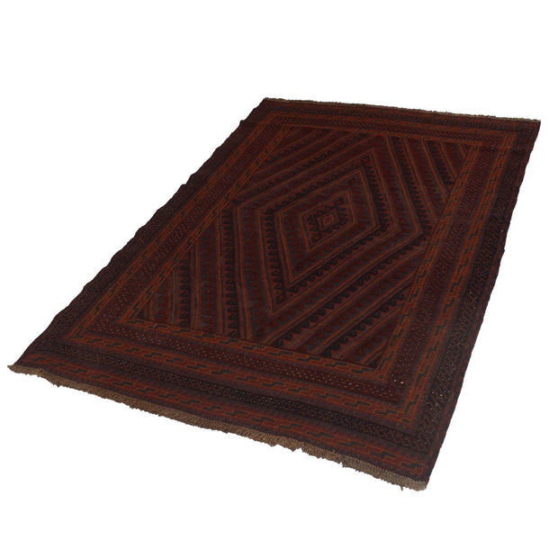 Deep Red Mashwani Area Rug 4' 6" x 6' 4" - No. AL83297