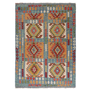 Handmade Turkish Design Wool Kilim 5' 7" x 7' 5" - No. AL40684