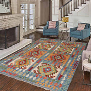 Handmade Turkish Design Wool Kilim 5' 7" x 7' 5" - No. AL40684