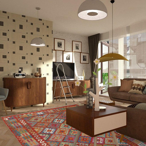 Hand Knotted Flatweave Kilim 6' 7" x 9' 5" - No. AL12027