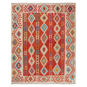 Hand Knotted Afghan Style Kilim 8' 1" x 9' 8" - No. AL59095