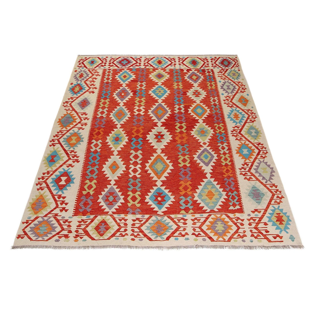 Hand Knotted Afghan Style Kilim 8' 1" x 9' 8" - No. AL59095