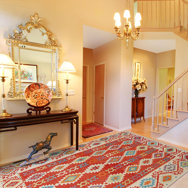 Hand Knotted Afghan Style Kilim 8' 1" x 9' 8" - No. AL59095