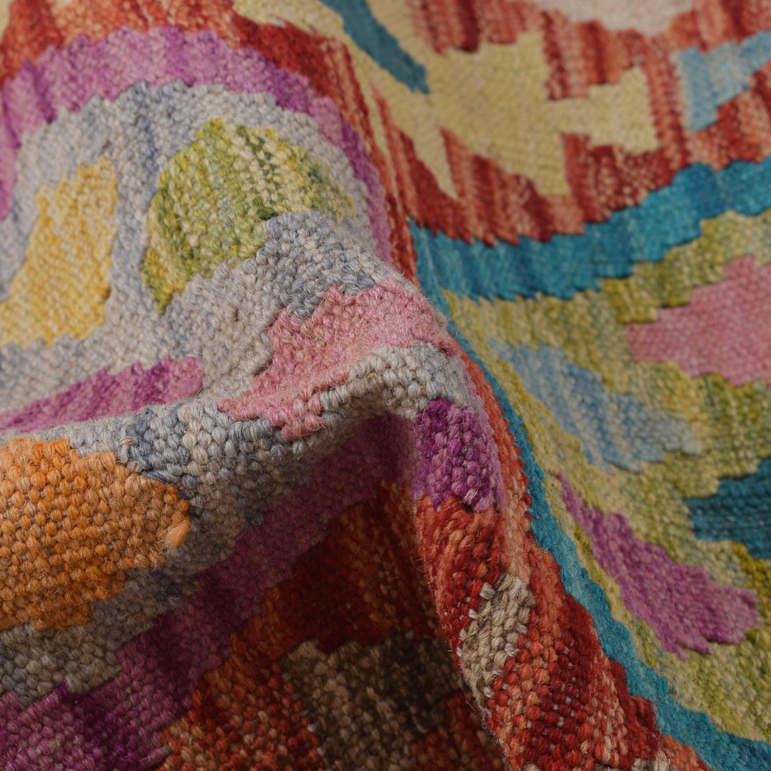 Hand Knotted Afghan Style Kilim 5' 10" x 7' 9" - No. AL93359