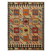Colorful Flat-Weave Wool Kilim 7' 4" x 9' 10" - No. AL92683