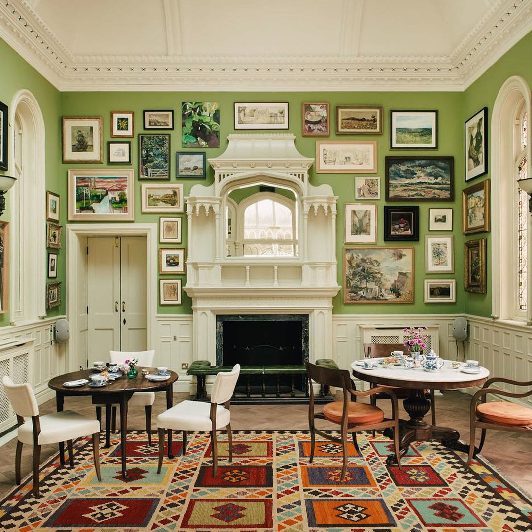 Colorful Flat-Weave Wool Kilim 7' 3" x 9' 10" - No. AL41242