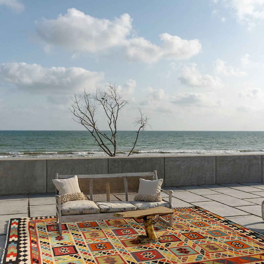 Hand Knotted Afghan Style Kilim 9' 6" x 12' 11" - No. AL41141