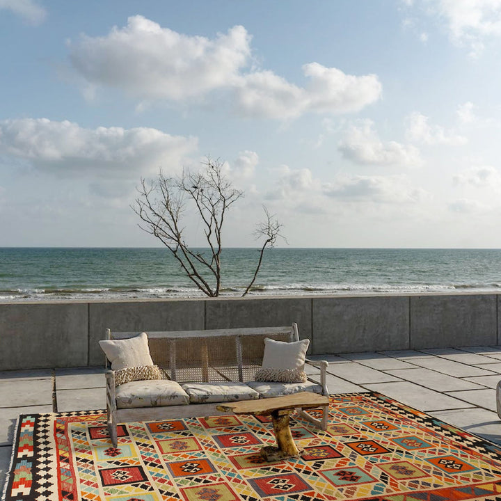 Hand Knotted Afghan Style Kilim 9' 6" x 12' 11" - No. AL41141