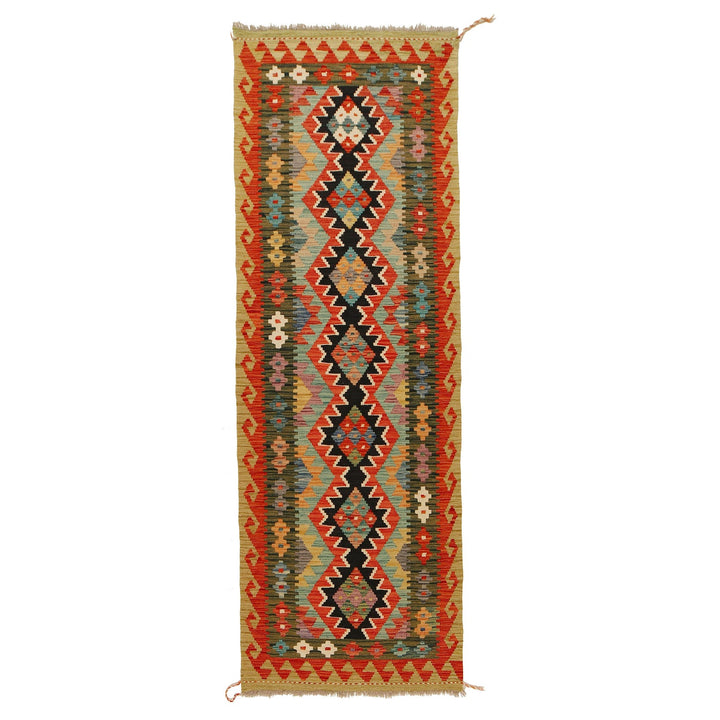 Hand Knotted Afghan Style Kilim Runner 2' 7" x 8' 2" - No. AL65673