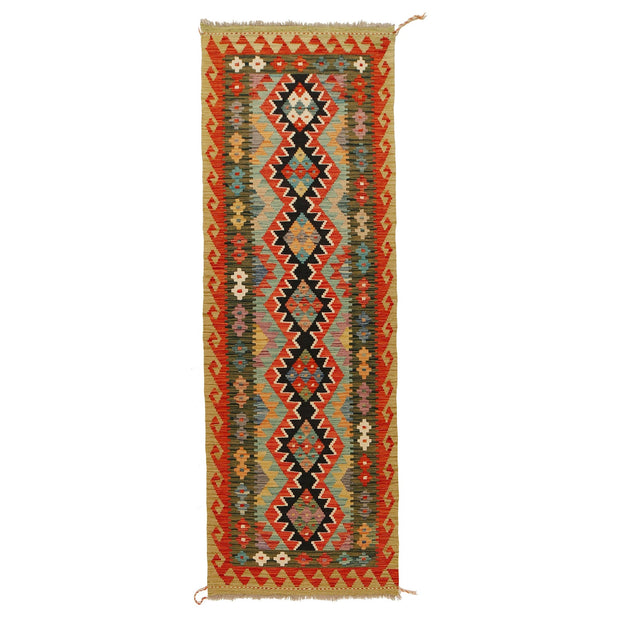 Hand Knotted Afghan Style Kilim Runner 2' 7" x 8' 2" - No. AL65673