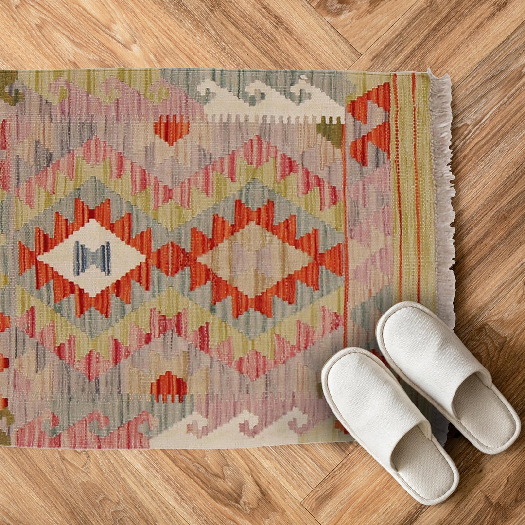 Handmade Afghan Vegetable Kilim 2' 0" x 2' 10" - No. AL70018