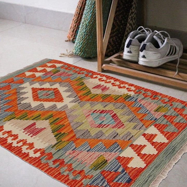 Handmade Afghan Vegetable Kilim 1' 11" x 2' 10" - No. AL98271