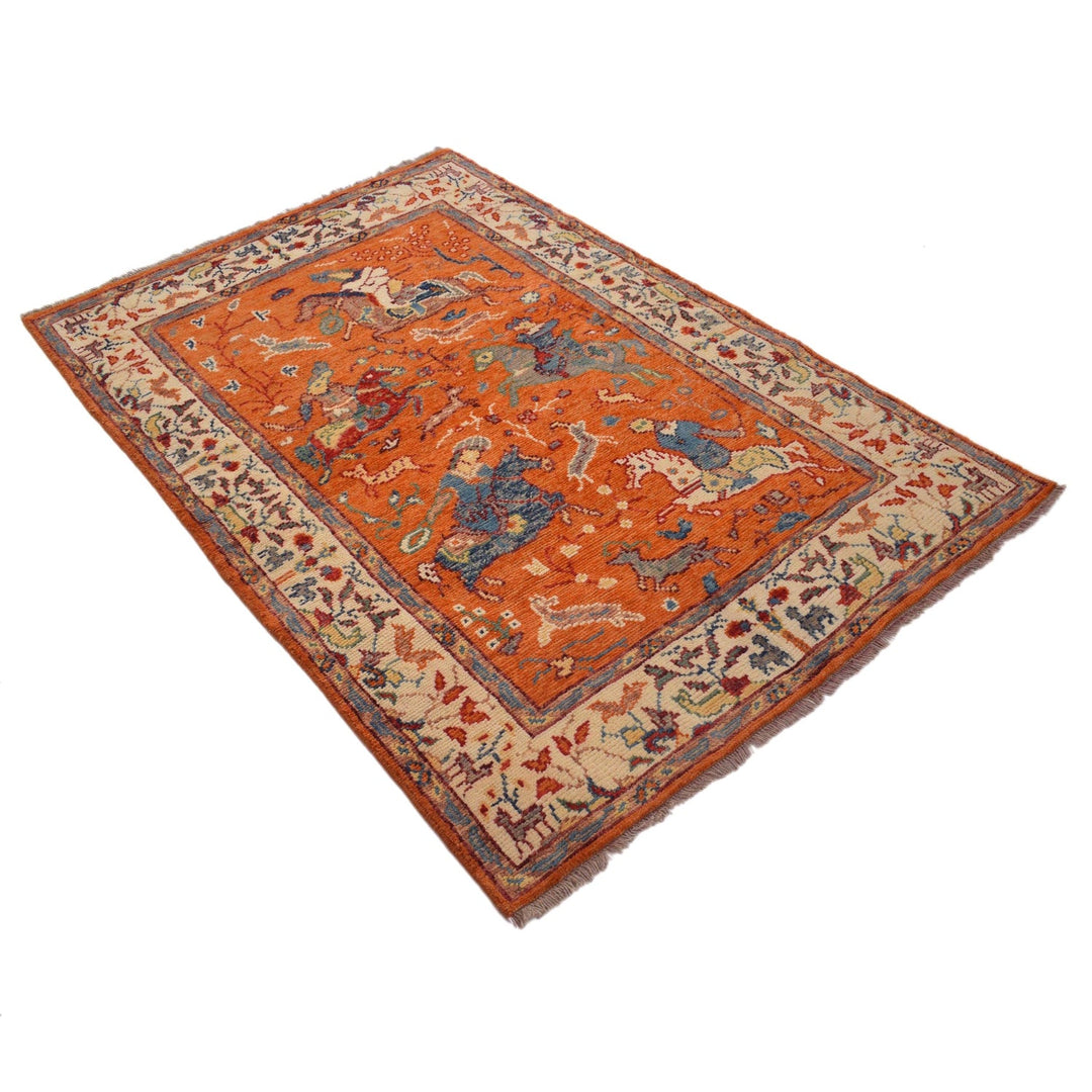 Handmade Picture Area Rug 4' 0" x 5' 11" - No. AL87404