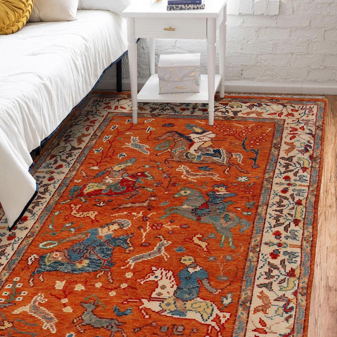 Handmade Picture Area Rug 4' 0" x 5' 11" - No. AL87404