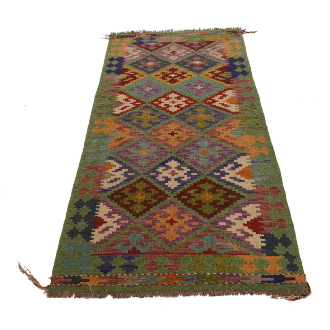 Hand Knotted Afghan Style Kilim Runner 2' 9"x 6' 9" - No. AL94608