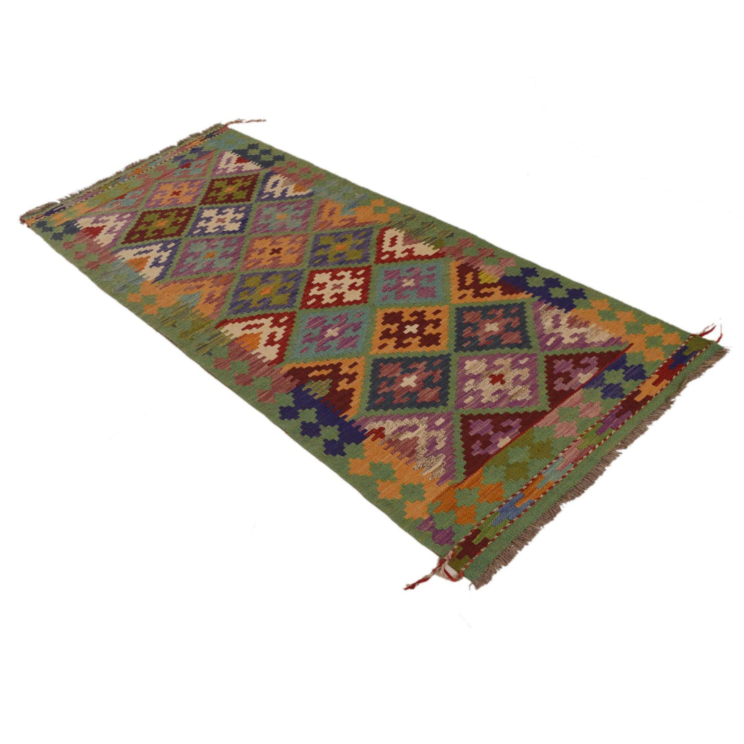 Hand Knotted Afghan Style Kilim Runner 2' 9"x 6' 9" - No. AL94608