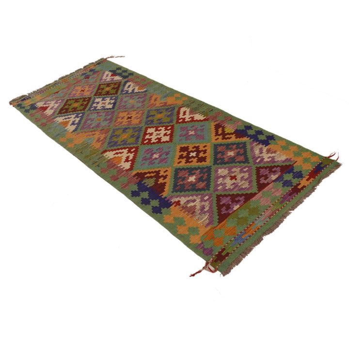 Hand Knotted Afghan Style Kilim Runner 2' 9"x 6' 9" - No. AL94608