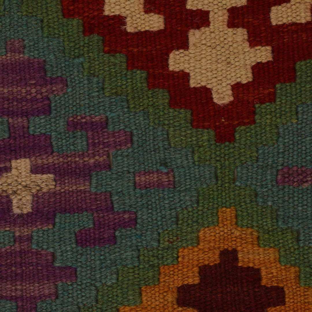 Hand Knotted Afghan Style Kilim Runner 2' 9"x 6' 9" - No. AL94608