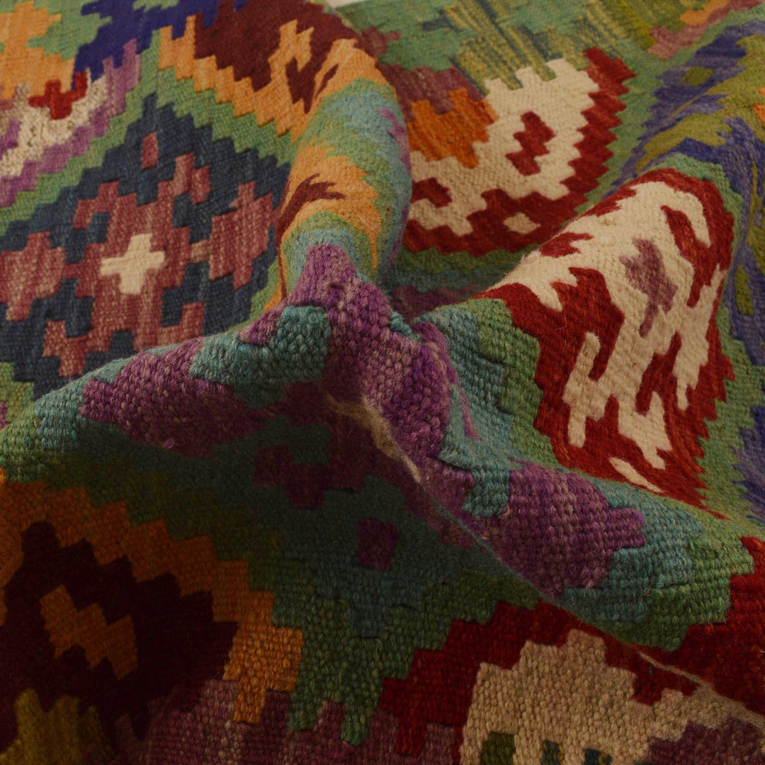 Hand Knotted Afghan Style Kilim Runner 2' 9"x 6' 9" - No. AL94608