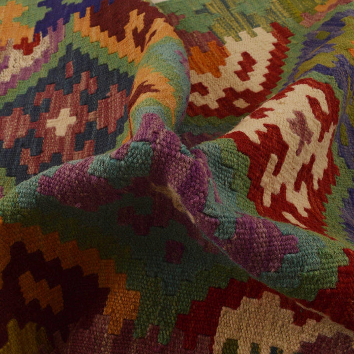 Hand Knotted Afghan Style Kilim Runner 2' 9"x 6' 9" - No. AL94608