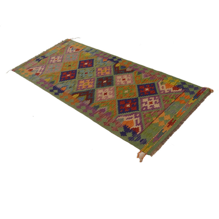 Hand Knotted Afghan Style Kilim Runner 2' 9"x 6' 6" - No. AL32572