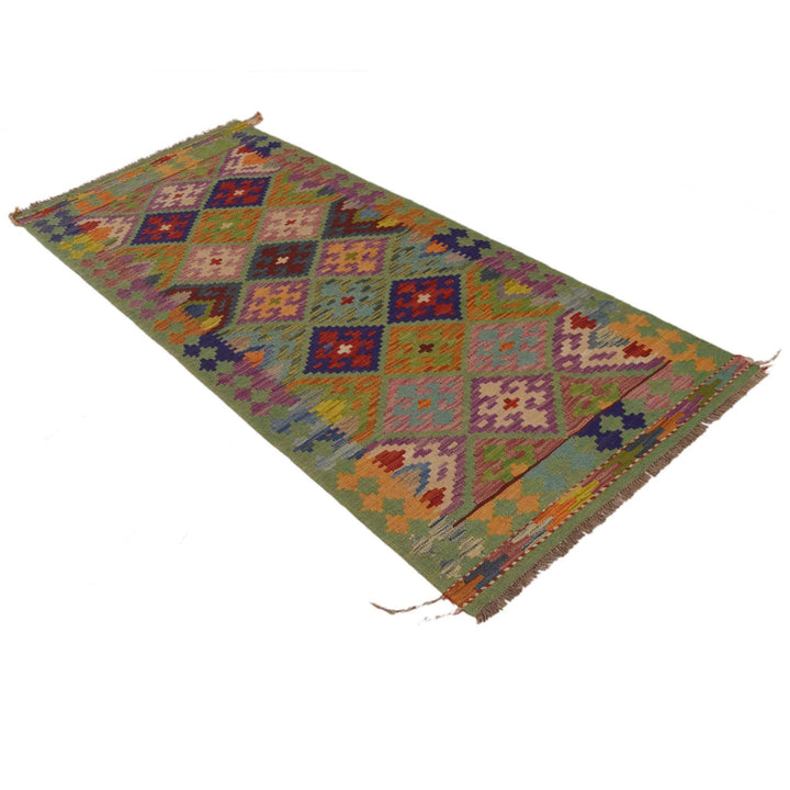 Hand Knotted Afghan Style Kilim Runner 2' 9"x 6' 6" - No. AL32572