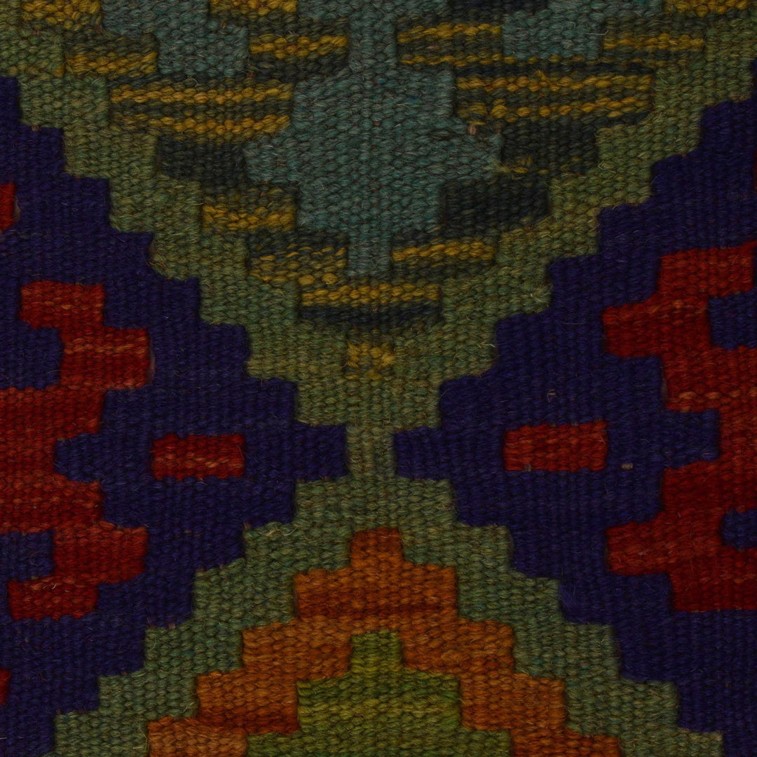 Hand Knotted Afghan Style Kilim Runner 2' 9"x 6' 6" - No. AL32572