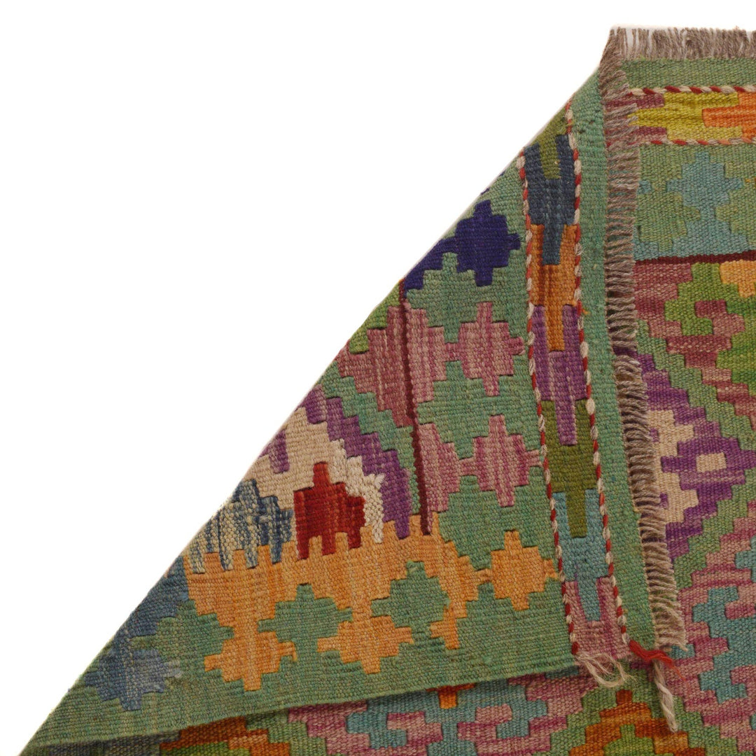 Hand Knotted Afghan Style Kilim Runner 2' 9"x 6' 6" - No. AL32572